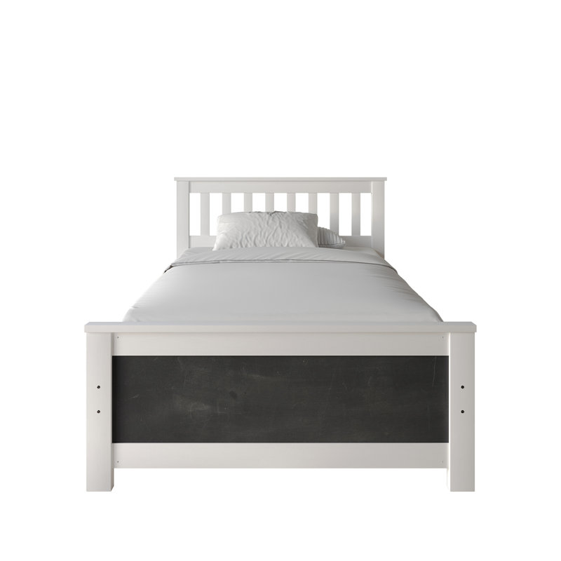 Lit plateforme en bois blanc, Blanc