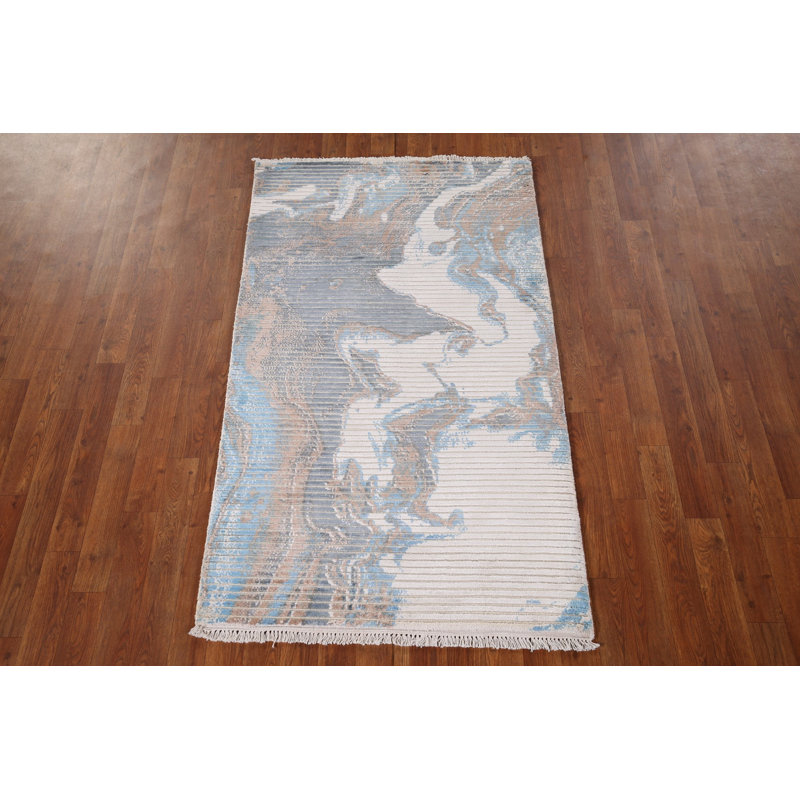 Tapis oriental abstrait fait à la main 3 x 5