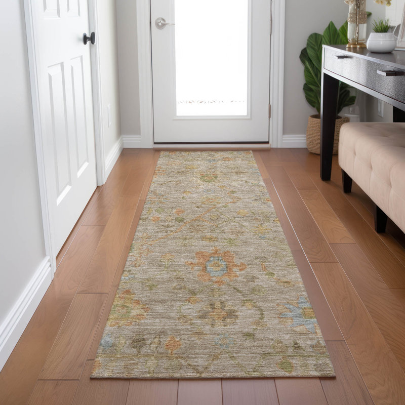 Machine Washable Indoor/Outdoor Xhevrie Beige Rug, Runner 2'3" x 7'6"