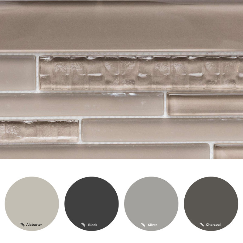Karma Straight Edge Glass Mosaic Sheet Tile, Taupe