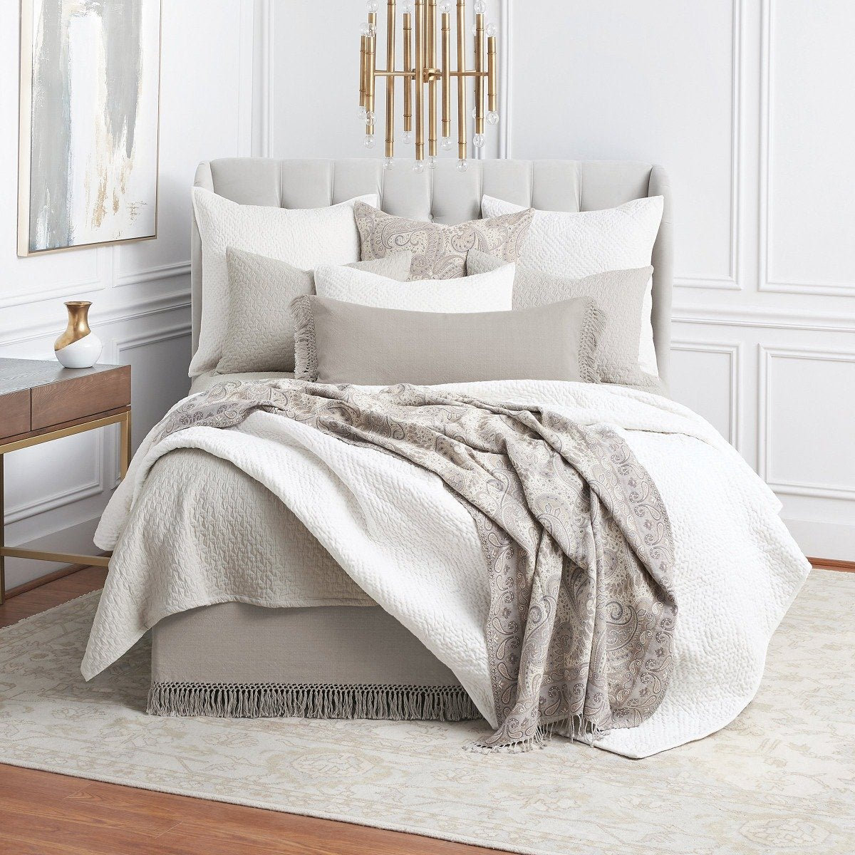 Diella 21" Bed Skirt, King, Oyster