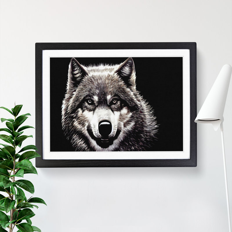 Face Of The Wolf Vol.2 - Single Picture Frame Painting, 34cm H x 46cm W x 2cm D, Black