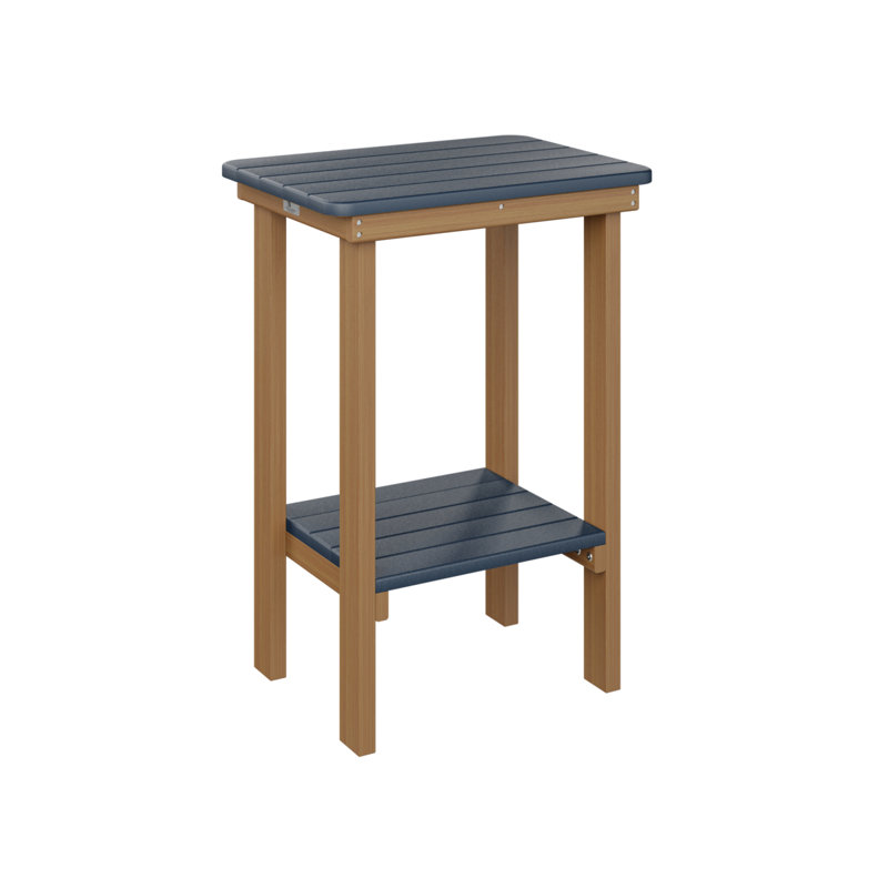 Berlin Gardens Rectangular End Counter Table, Navy Blue, Natural Teak