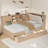 Wooden   L-Shaped Daybed Corner Bed Under-Bed Drawers  With Storage Bookcase And Upholstered Headboard And USB Charging Ports For Limited Space-1230488574-1230488575