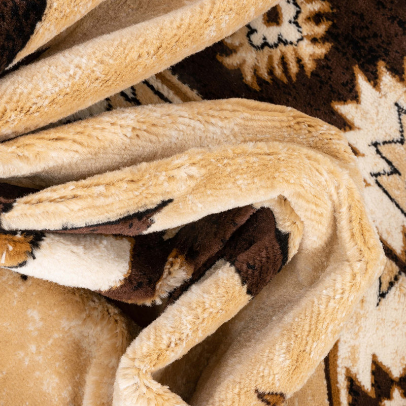 Giselly Southwestern Machine Woven Polypropylene Area Rug in Brown/Beige, Runner 2'3" x 7'3"