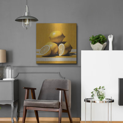  «Exquis Lemons» par Ann Klee, art mural en métal, 24 po x 24 po