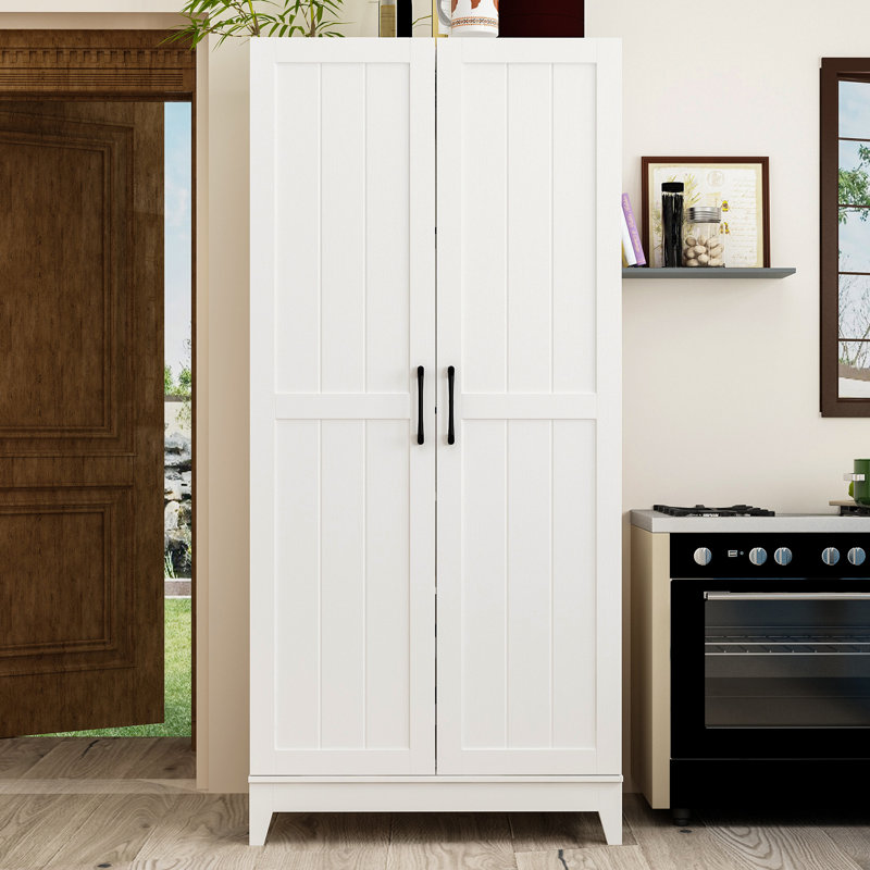 Garde-manger à 2 portes avec rangement solide, Blanc