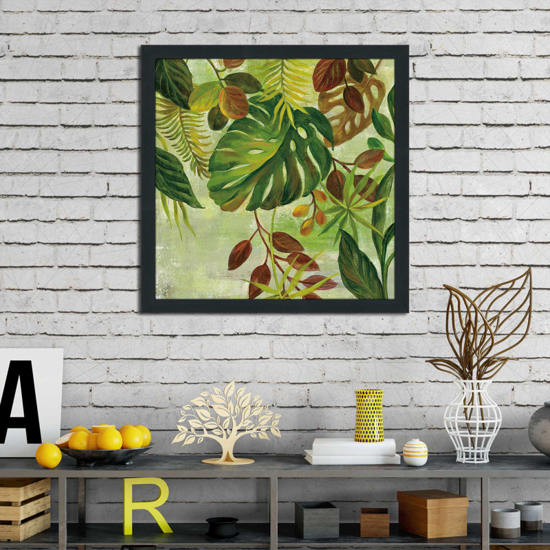 «Tropical Greenery II (Square)» par Silvia Vassileva, reproduction, Cadre espresso, H 31,5 po x l 31,5 po x P 1 po