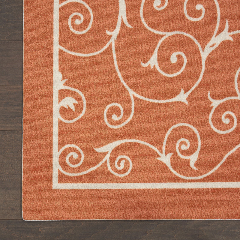 Tapis orange moderne Dian, Carré 5 pi 3 po