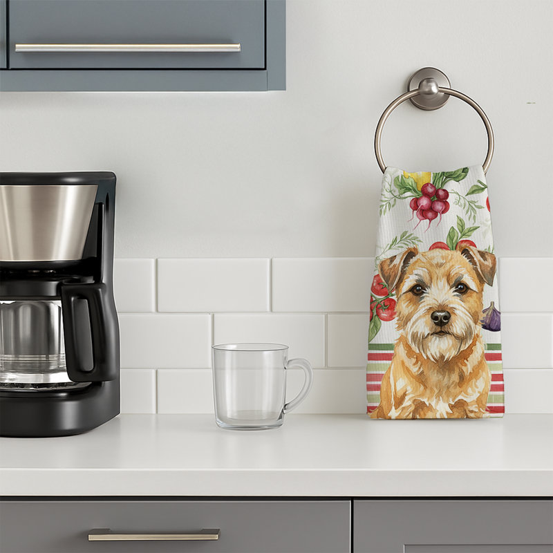 Wheaten Border Terrier Vegetables Kitchen Towel, Wheaten Border Terrier