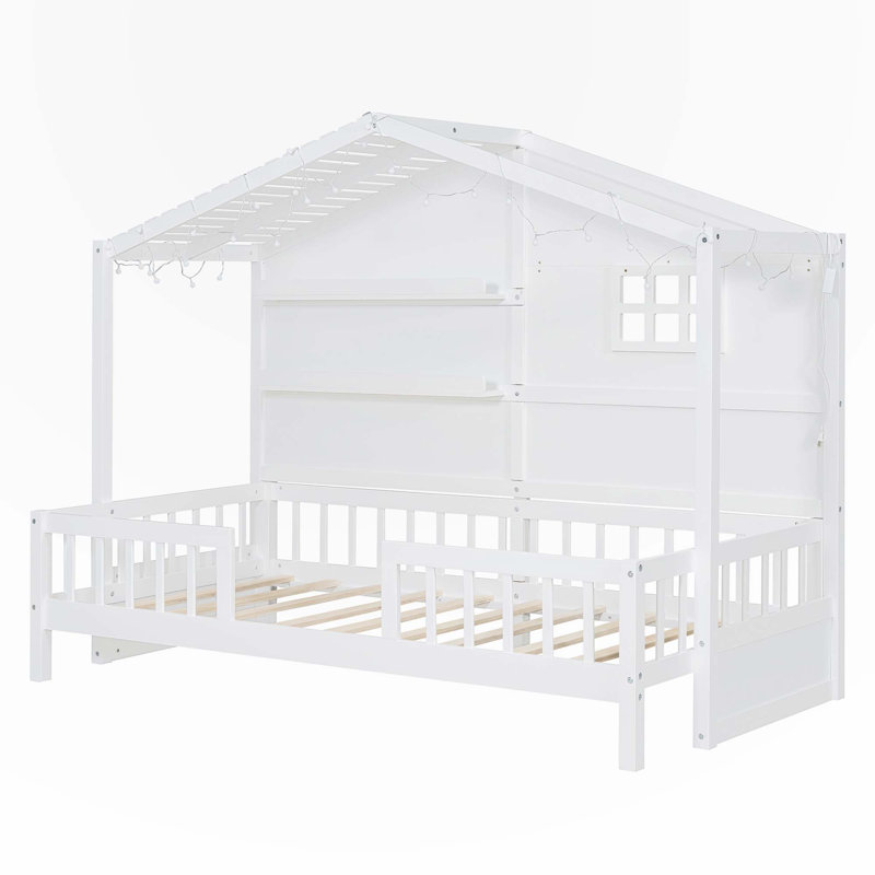 Lit avec rangement ouvert Adetoun, Blanc