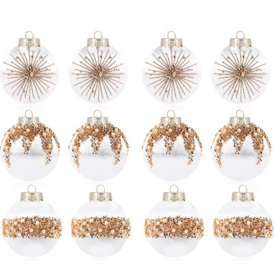 12 boules de Noël en satin de soie ornements d'arbre de Noël de luxe, décoration de Noël suspendue rétro pour décorations de Noël, guirlande de fête de mariage, 3,15 pouces