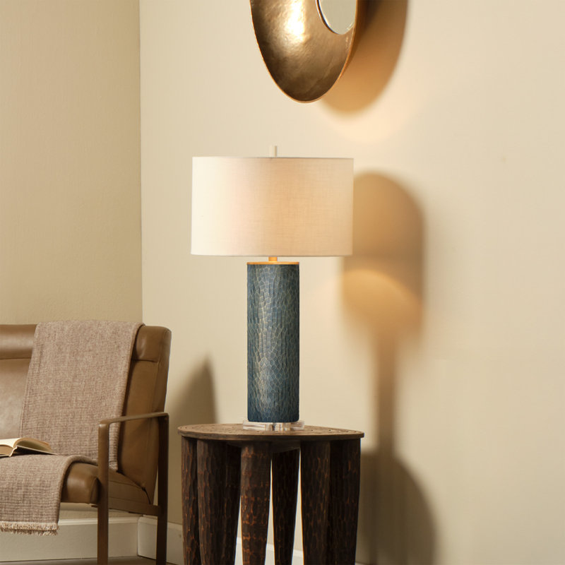 Viper Etched Glass Table Lamp, Truffle