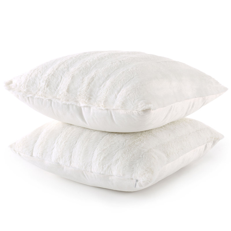 Housse de coussin en similifourrure, 18 po x 18 po, Blanc