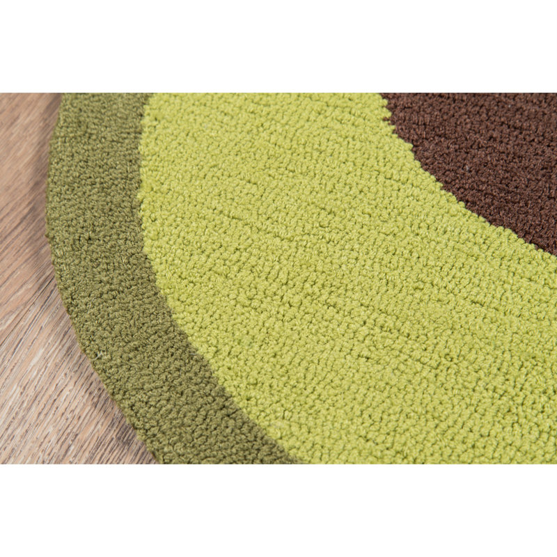 2' x 3' Green Avocado Shaped Tufted Synthetic Rug