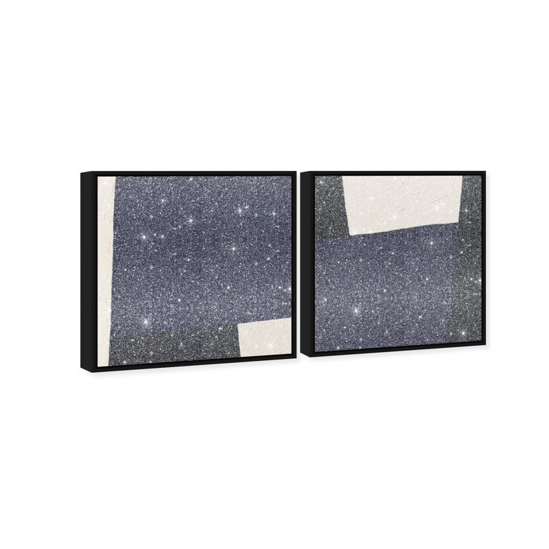 In Blue Set Set by Oliver Gal, 13"H x 13"W, Black Floater Frame