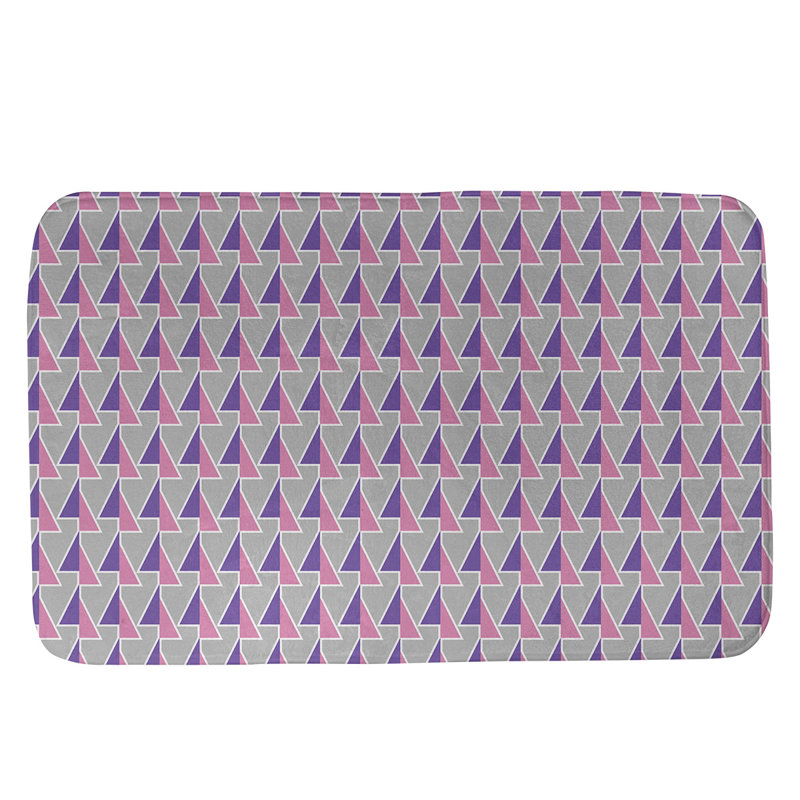 Tapis de bain géométrique antidérapant à motif de flèches décalées, l 17 po x L 24 po, Rose / mauve