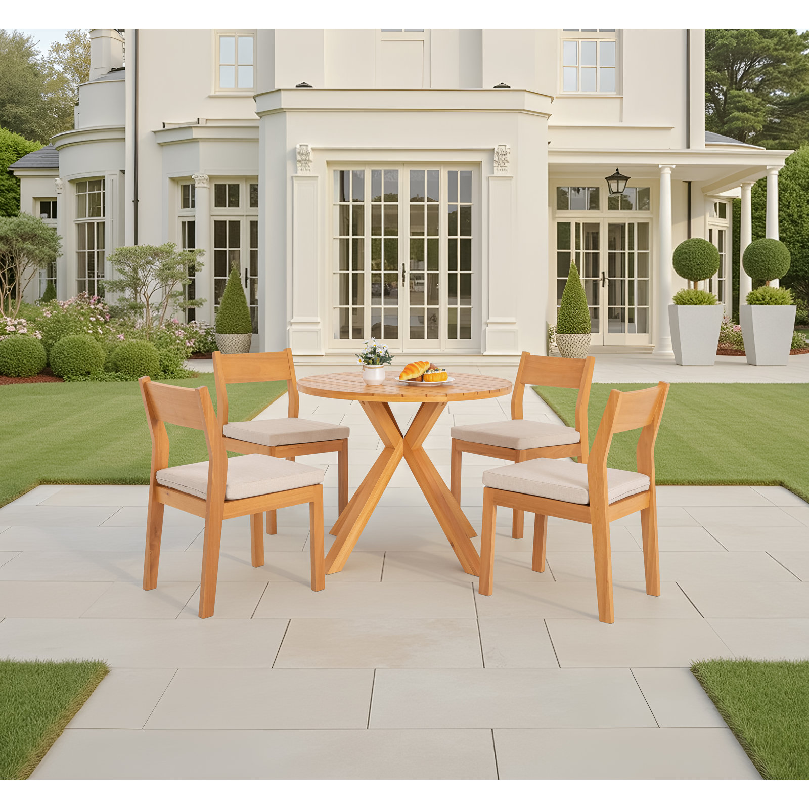Rachel Eucalyptus Patio Dining Set, 4
