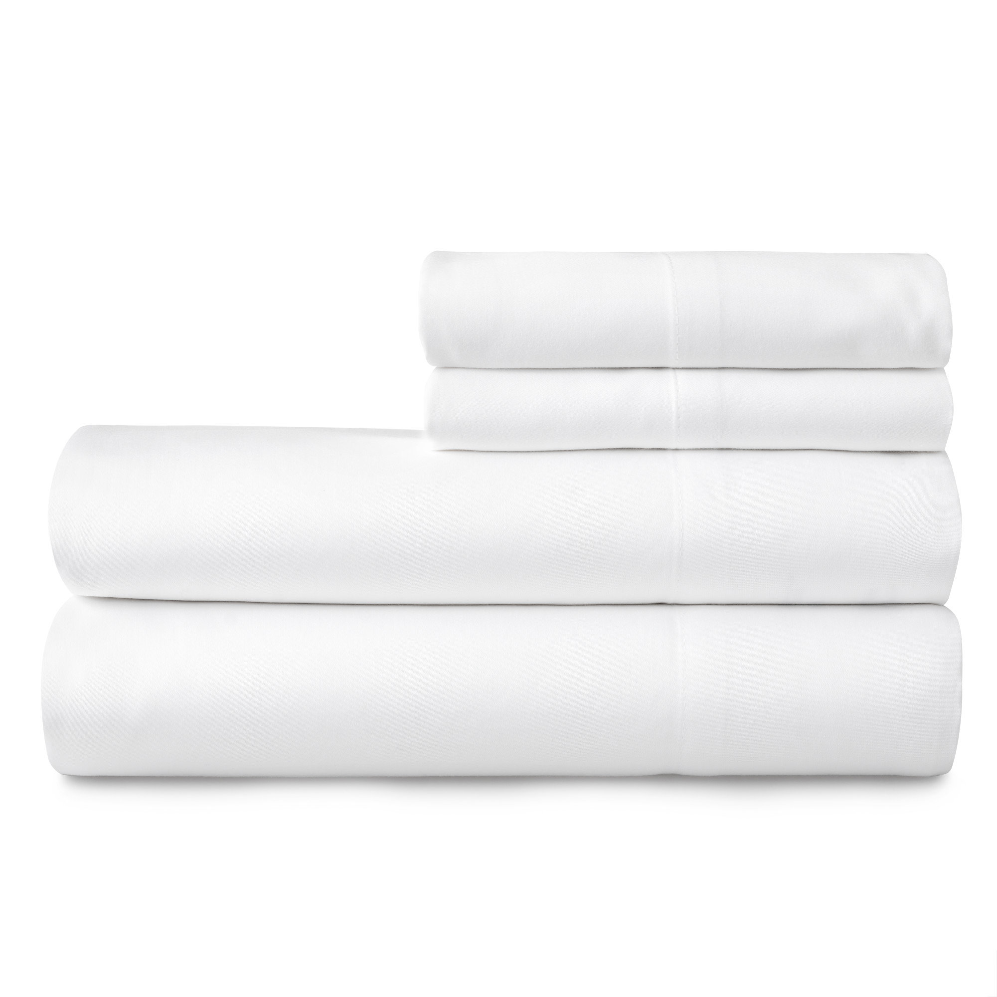 Portia Egyptian Cotton Sateen Sheet Set, White, Cal.King Sheet Set+Fitted Sheet+2Pillowcases