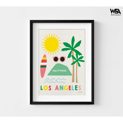 City Fun Los Angeles By Ann Kelle, LA Poster Print, Framed Beach Decor, Los Angeles Wall Art, Big City Print, Travel Poster Art,USA City Art