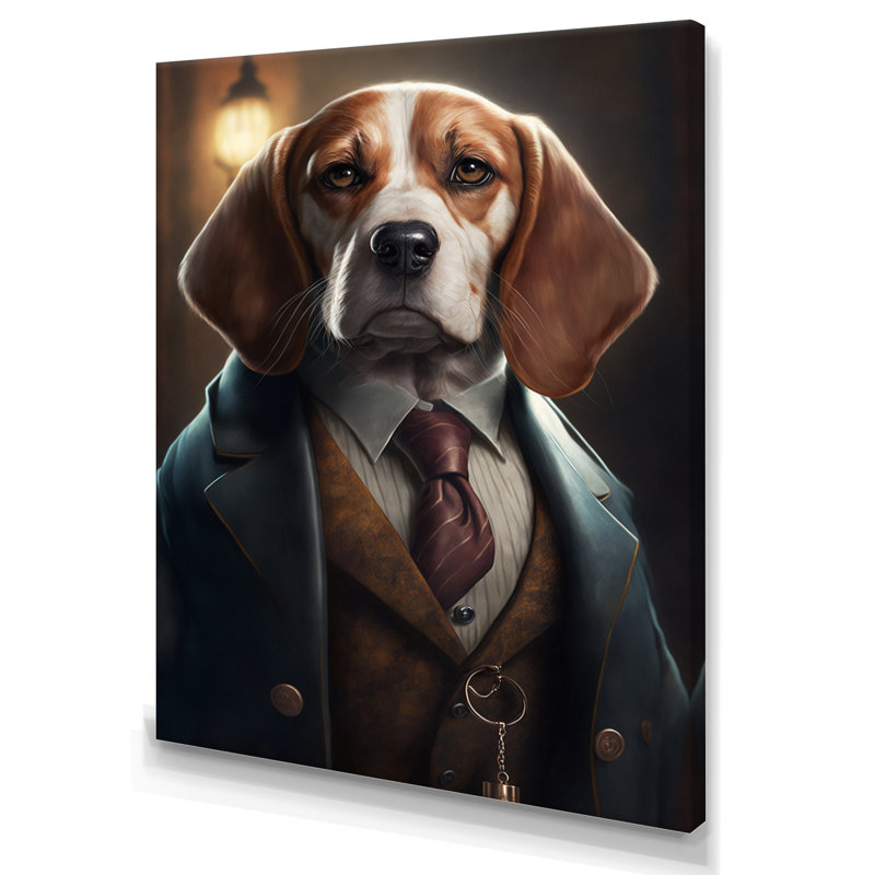 Mafia Beagle II - impression sur toile, H 20 po x l 12 po x P 1 po, Toile tendue