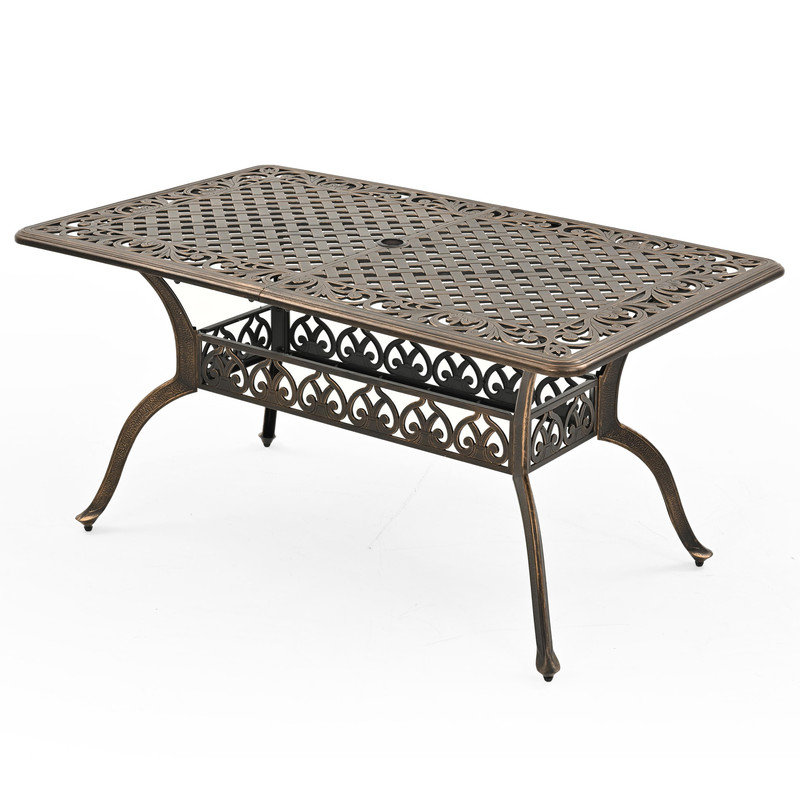 Classical Rectangular Cast Aluminum Outdoor Dining Table