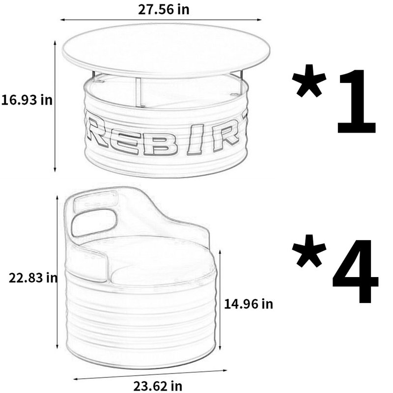 Ensemble repas rond 27,56 po Kristalyn, Bleu, Bleu/jaune, 5
