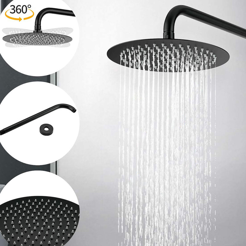 10" Matte Black Shower Head Pair: Rain And Handheld, Brass For A Comfortable Showering With Relaxing Bathing Experience