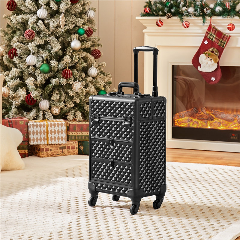 Professional Rolling Makeup Train Case with Drawers