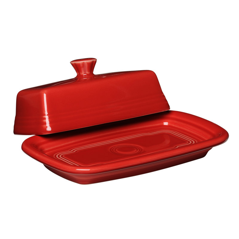 Très grand beurrier couvert Fiesta 8 1/8 po x 5 1/8 po, Rouge écarlate