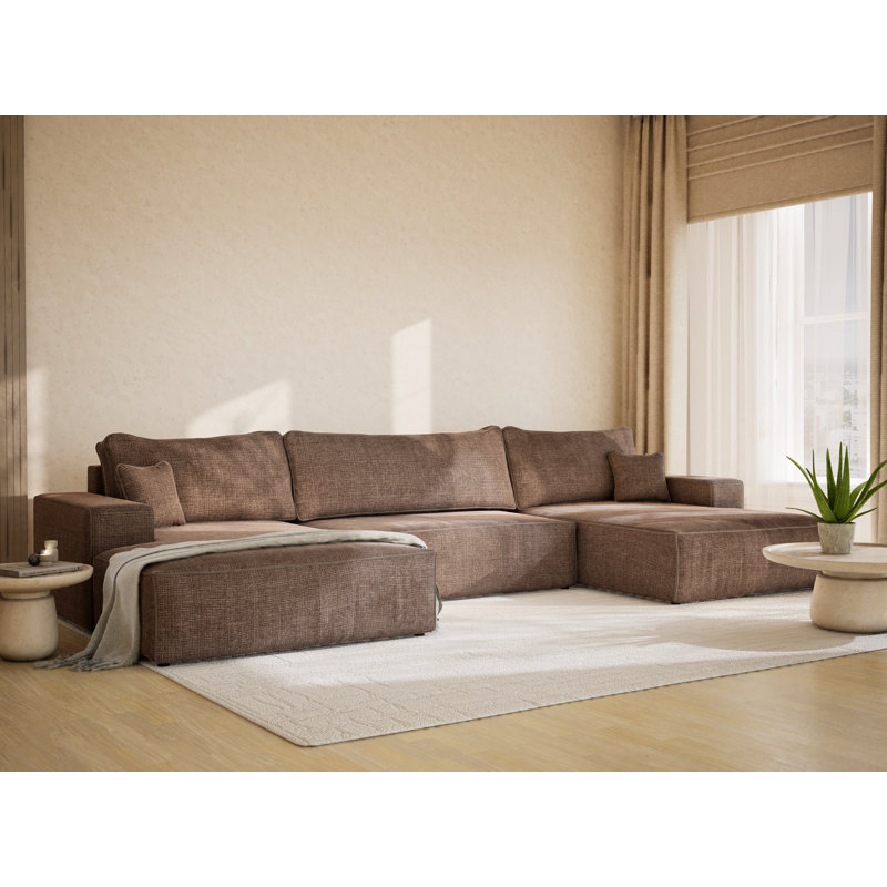 6 Seater Reclining Corner Sofa , Brown