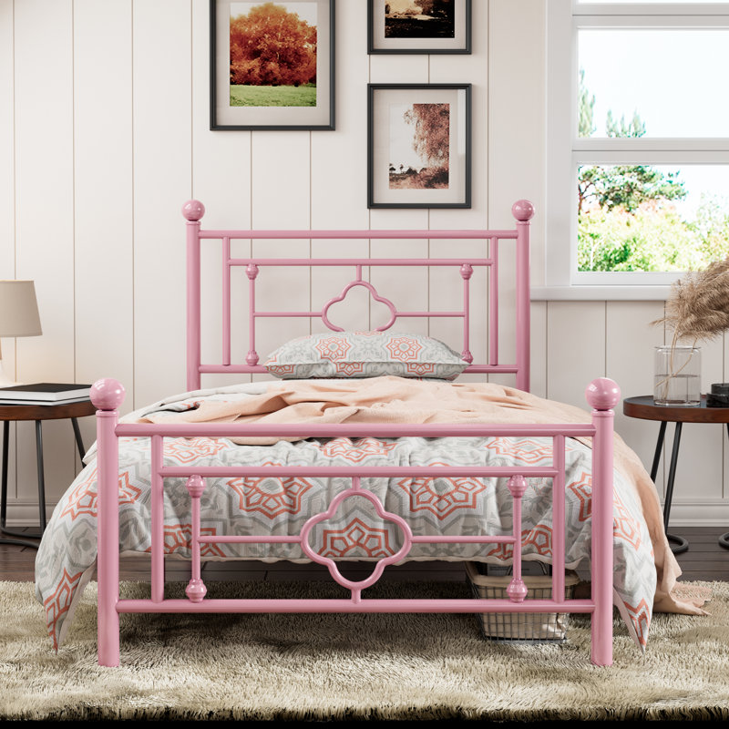 Structure de lit plateforme Eroftei, Rose, Lit simple
