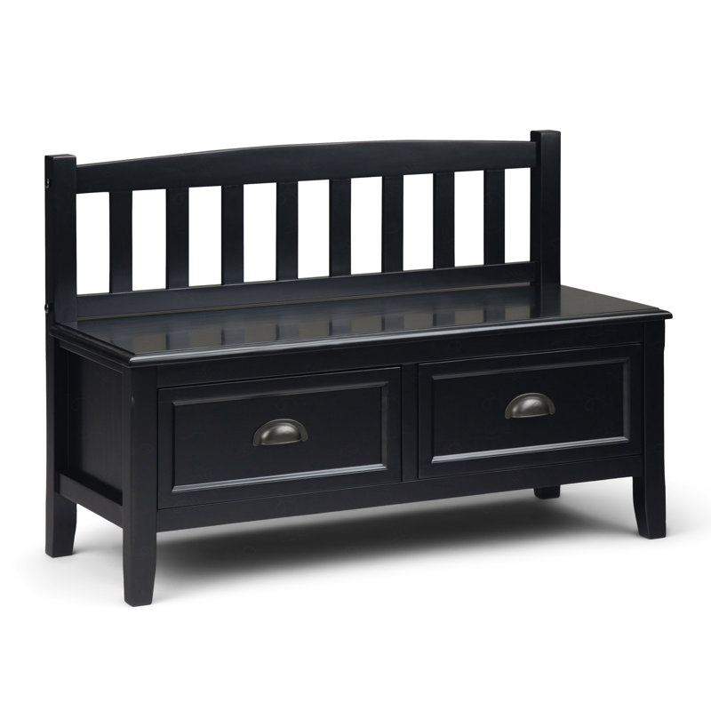 Entryway Storage Bench with Drawers, Black