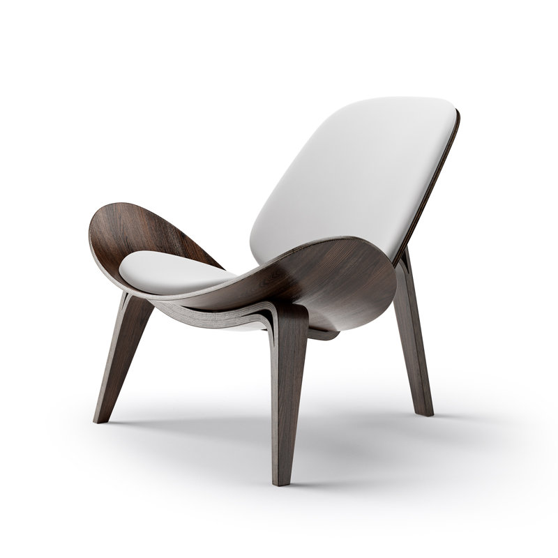 Jiovanna Faux Leather Accent Chair, White/Walnut