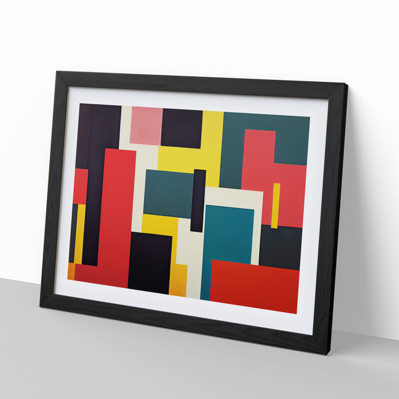 Bauhaus Abstract Vol.6 - Single Picture Frame Print, 46cm H x 64cm W x 2cm D, Black