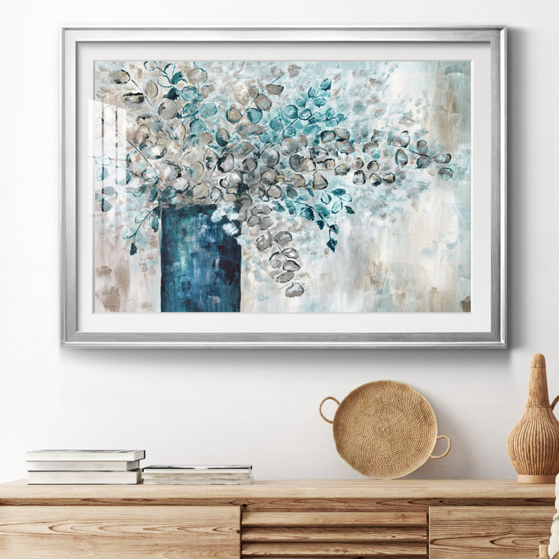 Eucalyptus - Peinture encadrée, H 30,5 po x l 42,5 po x P 1,5 po, Papier avec cadre argenté