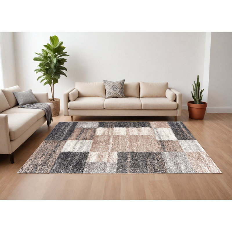 Tapis beige Patchwork, Rectangle 8 pi x 11 pi