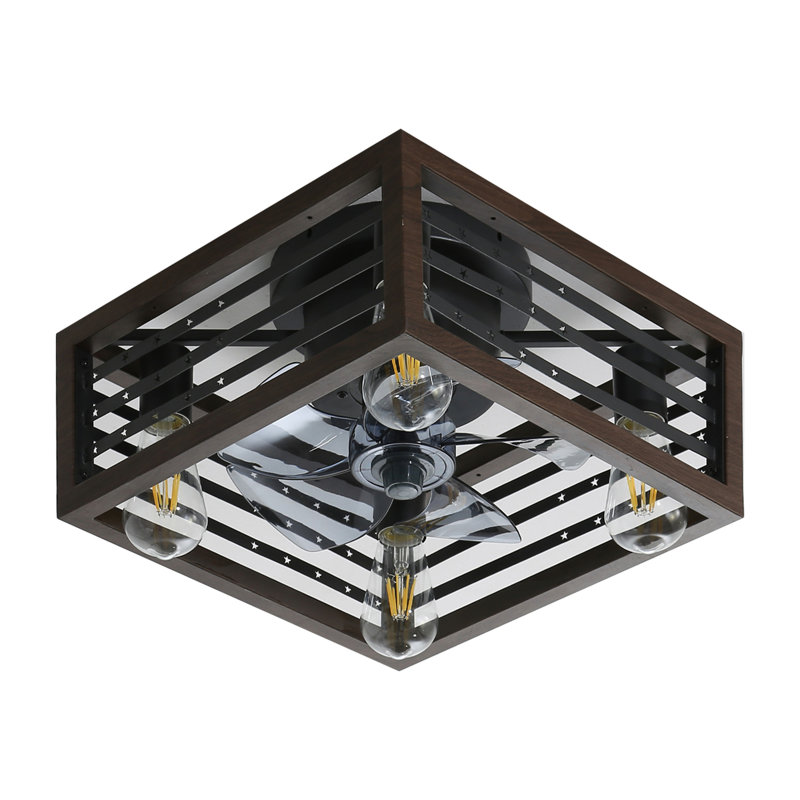 18Inch Caged Ceiling Fan With Lights Remote Control For APP