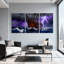 «Nautical Stormy Sea Ship Lightning Purple Sky Waves», ensemble de 3 impressions sur toile-1426432697