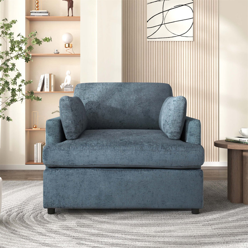 Fauteuil d'appoint surdimensionné confortable avec coussins d'accoudoirs moelleux, style neutre polyvalent, design élégant et structure durable pour se détendre