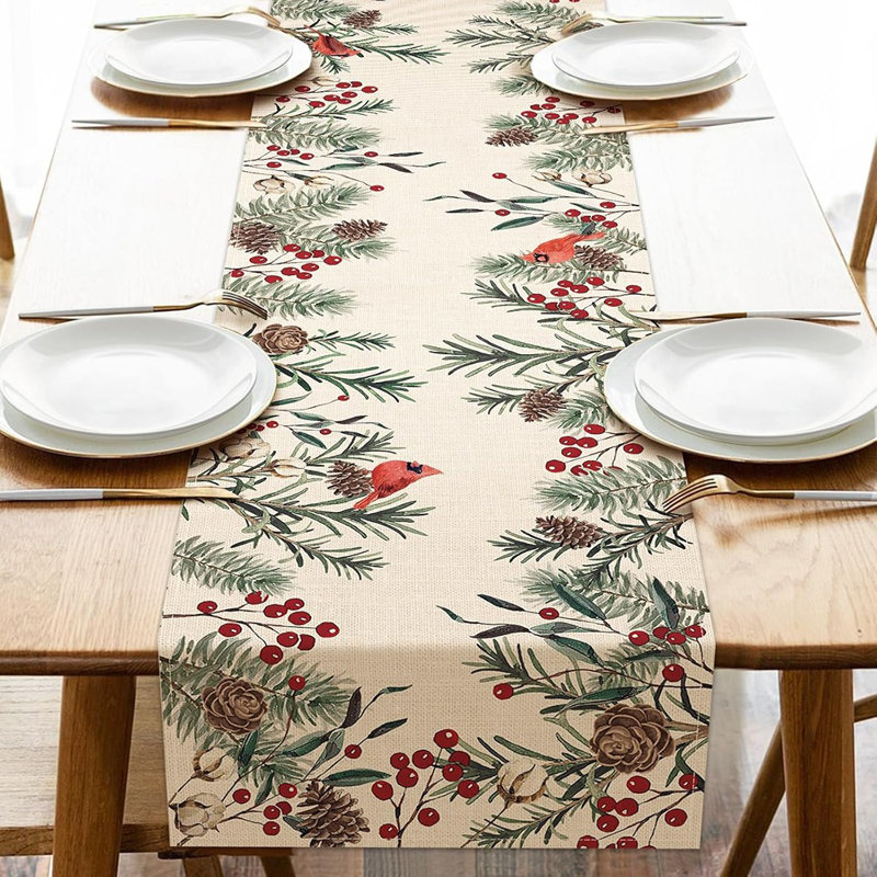 Chemin de table Winter Pine Needle Branches
