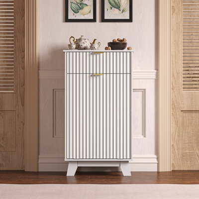 Wave Design 2-Drawer Tilt Out Trash Cabinet, MDF Freestanding Kitchen Trash Can with Storage (Can Not Included)