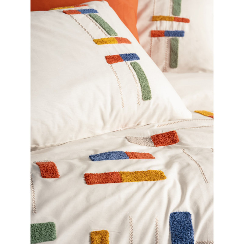 Ensemble de housse de couette grand cannelle 100% coton Ranforce, comprend une housse de couette (79 x 87), un drap plat (94 x 102), 2 taies d'oreiller (20 x 28) et 2 taies d'oreiller Oxford | Imprimé réactif, lavable à la machine, design élégant, confort douillet