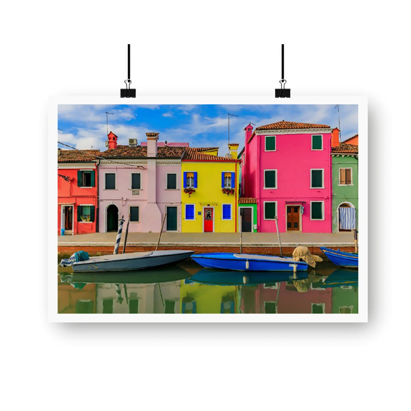 Bright And Colourful Houses In Burano Island - No Frame Print, A1 Art Print