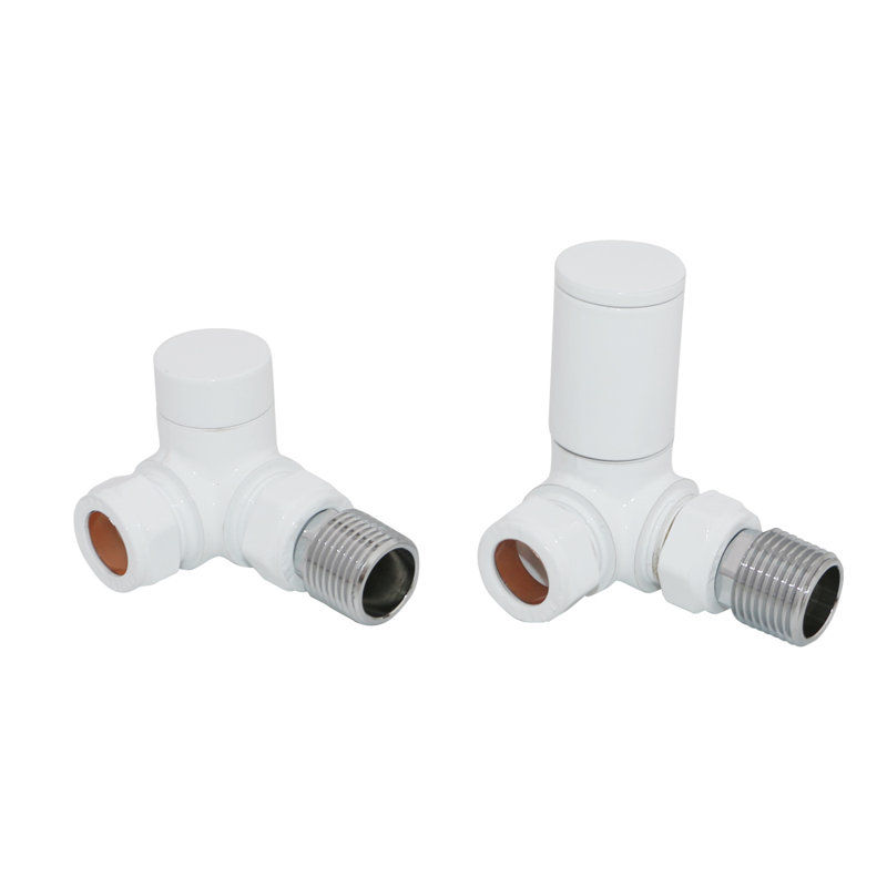 Juney Manual Corner Radiator Rad Valves, White