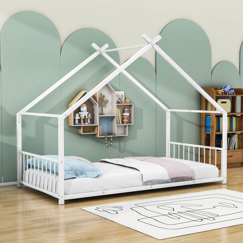 Lit plateforme en métal Scheinman, Blanc