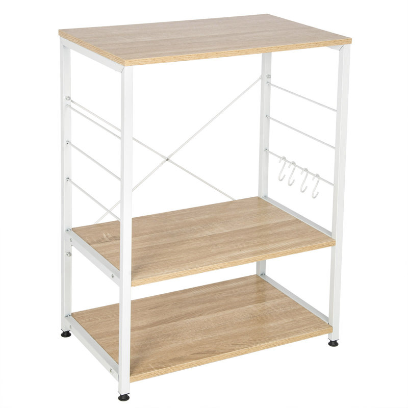 Vidar 60cm W Metal Shelving Unit, Light Wood/White