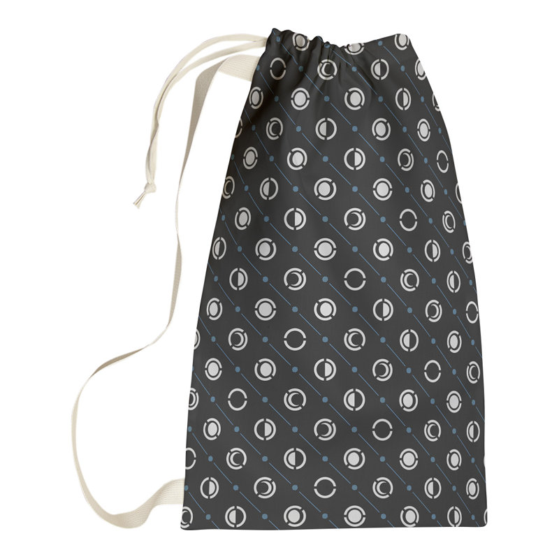 Skeffingt Fabric Laundry Bag with Handles, 36" H x 28" W x 1.5" D, Black/Blue