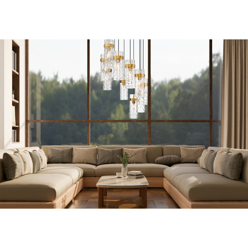 Lustre 11 lumières Lansford, Laiton