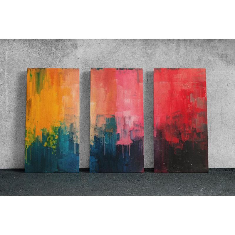 Reproduction d'art sur toile, "Triptych", H 36 po x l 72 po